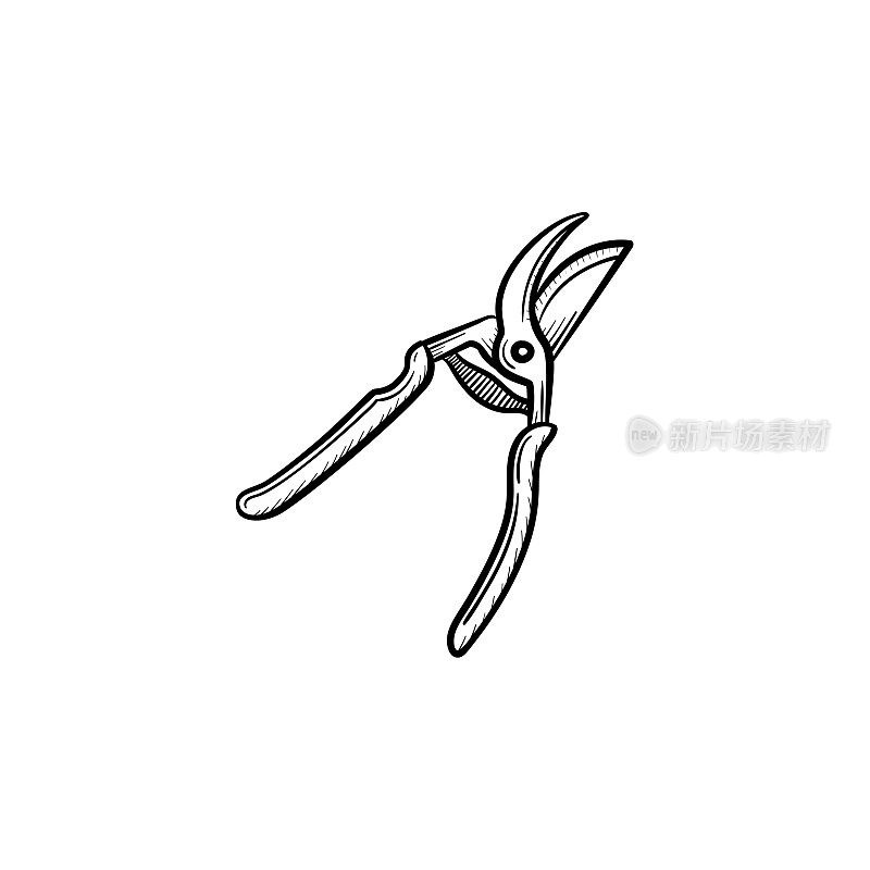 Garden pruner hand drawn sketch icon